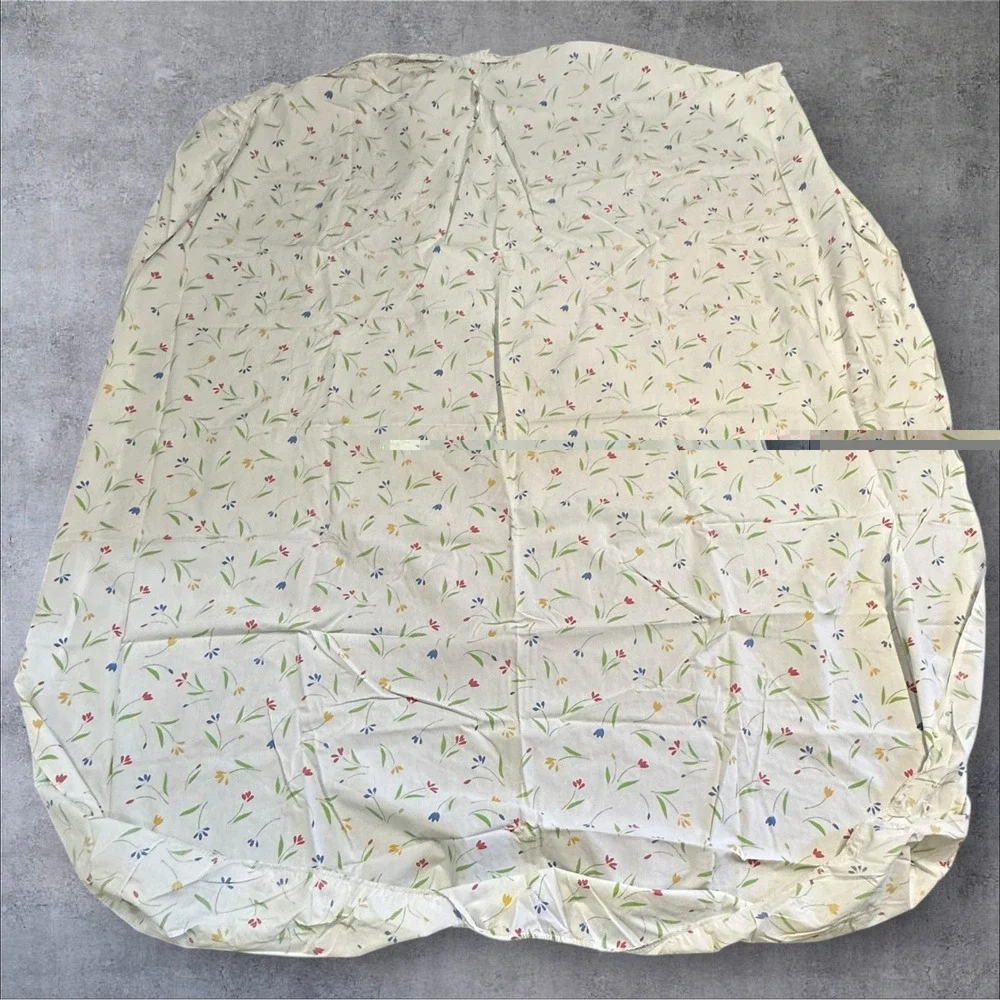 Vintage Wamsutta Sheet Set Double White Floral Scalloped Trim Tulip Cotton Blend